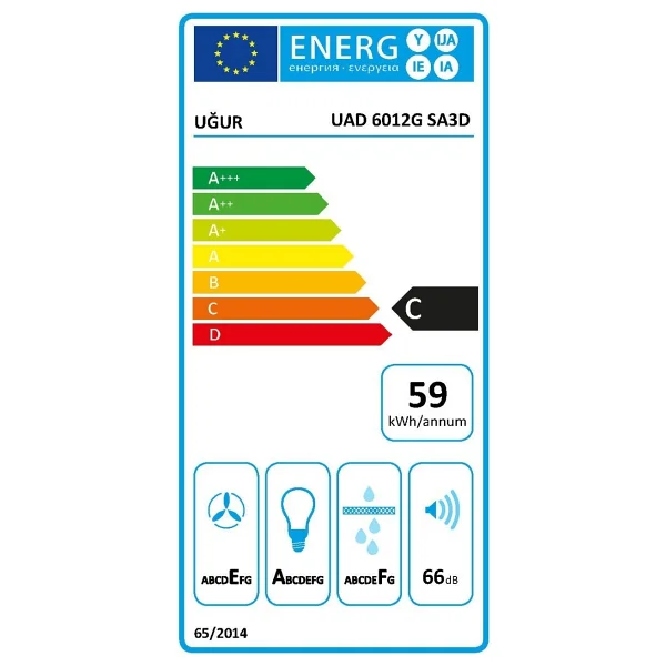 Uğur UAD 6012G SA3D Siyah Duvar Tipi Davlumbaz - Görsel 5