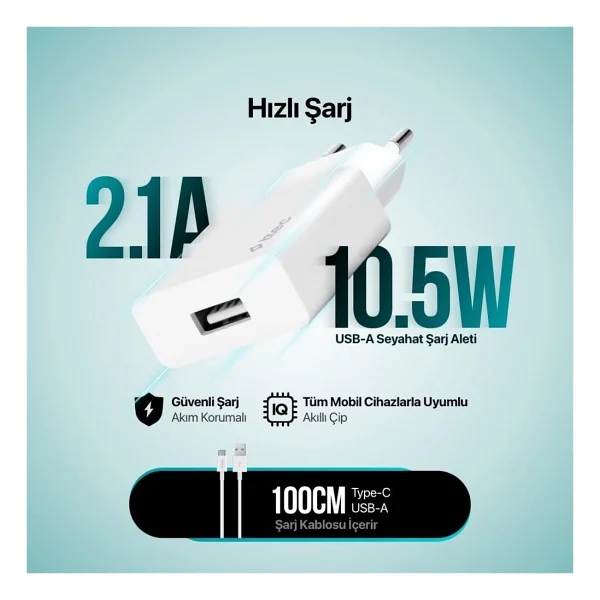 Ttec SmartCharger 2SCS20CS Type-C Kablolu Siyah Şarj Aleti - Görsel 3