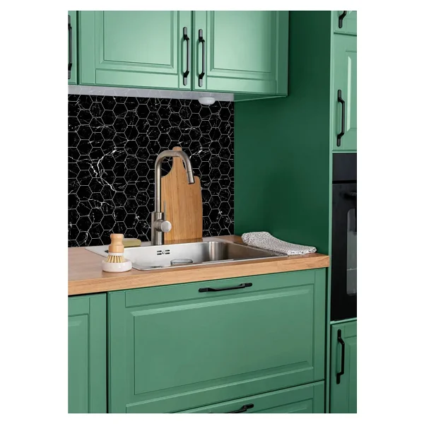 Tink Kendinden Yapışkanlı Siyah Petek Mermer Desenli Pvc Panel 41X62 cm (12 Adet) 3 M2 - Görsel 4