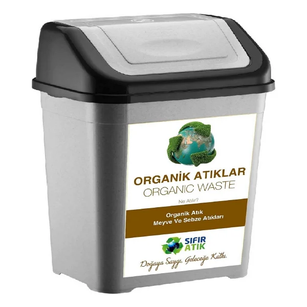 Deembro Sıfır Atık Kutusu 50 Ltx 4 Adet Geri Dönüşüm Kutusu Plastik Tek Kapaklı Kağıt Organik Cam Plastik - Görsel 2