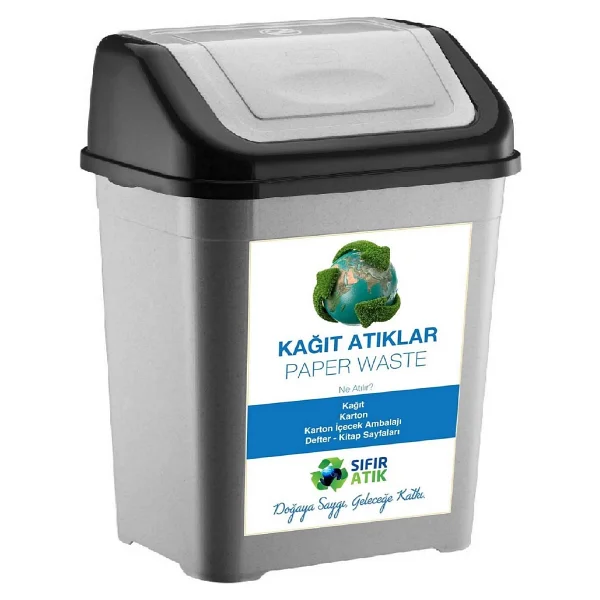 Deembro Sıfır Atık Kutusu 50 Ltx 4 Adet Geri Dönüşüm Kutusu Plastik Tek Kapaklı Kağıt Organik Cam Plastik - Görsel 3