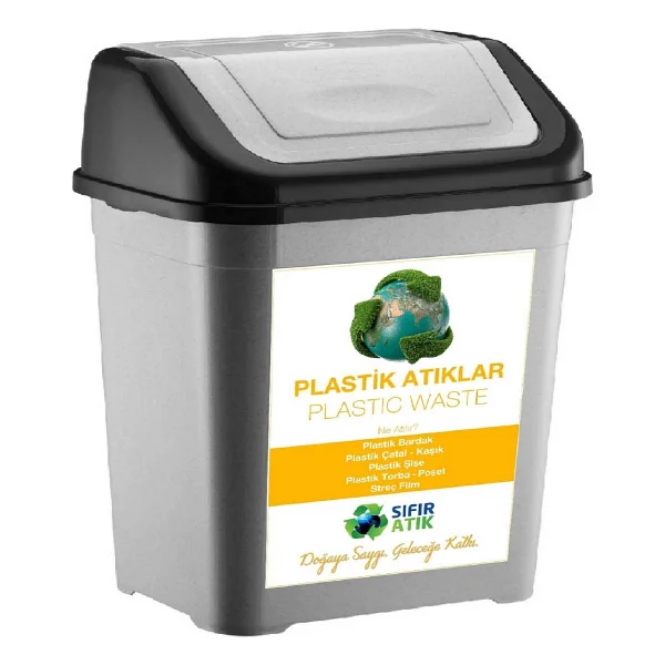 Deembro Sıfır Atık Kutusu 50 Ltx 4 Adet Geri Dönüşüm Kutusu Plastik Tek Kapaklı Kağıt Organik Cam Plastik - Görsel 4