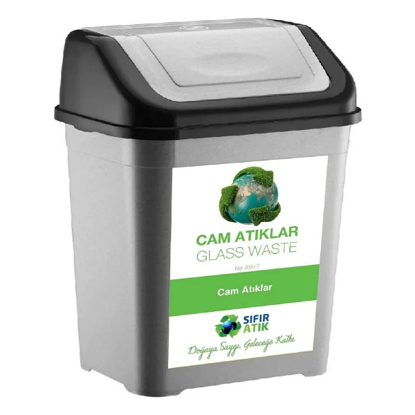 Deembro Sıfır Atık Kutusu 50 Ltx 4 Adet Geri Dönüşüm Kutusu Plastik Tek Kapaklı Kağıt Organik Cam Plastik - Görsel 5