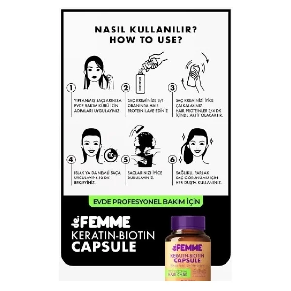 De Femme Saç Bakım Proteini /dökülmelere Ve Yıpranmalara Karşı Hair Profosyonel Saç Bakımı Özel Ürün - Görsel 8