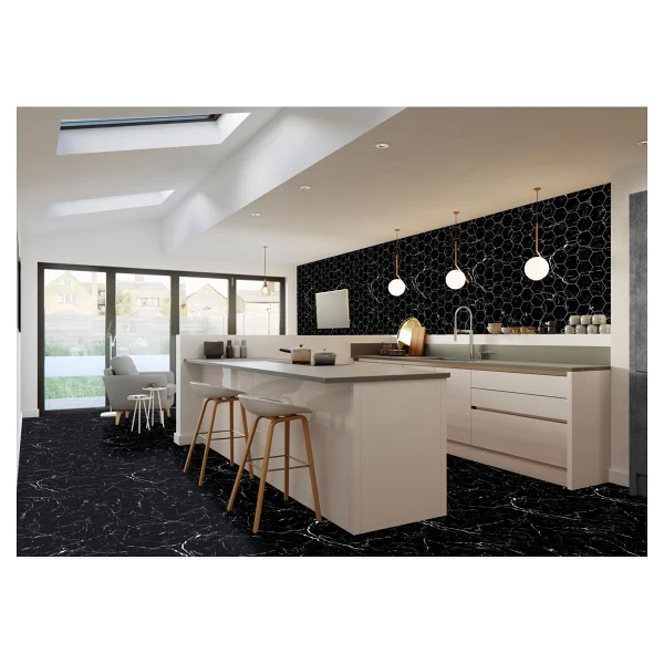 Tink Kendinden Yapışkanlı Siyah-Beyaz Mermer Desenli Pvc Panel 41X62 cm - (4 Adet) 1 M2 - Görsel 4