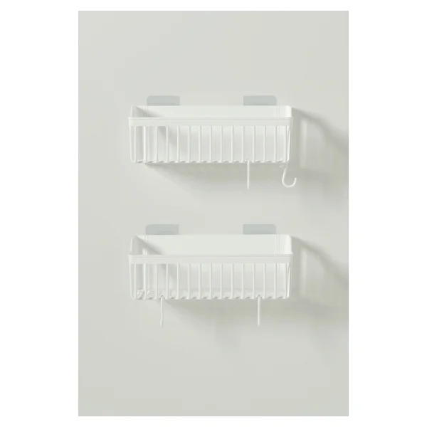safestore Yapışkanlı Banyo Rafı 2'li Banyo Düzenleyici Duş Rafı Kanca Askılı Organizer Şampuanlık Plastik - Görsel 2