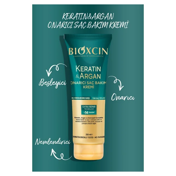 Bioxcin Keratin & Argan Onarıcı 250 ml 4 Adet Saç Kremi - Görsel 5