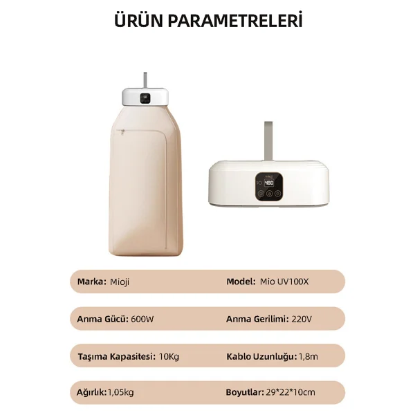 Mioji Mio UV100X Ultra Viyole Portatif Çamaşır Kurutma Makinesi - Görsel 9