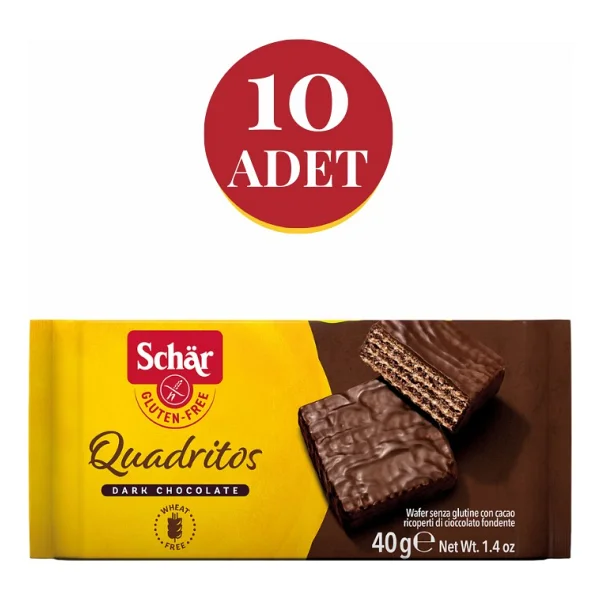 Schar Quadritos Glutensiz Çikolata Kaplamalı Gofret 40 gr (10 ADET) - Görsel 5