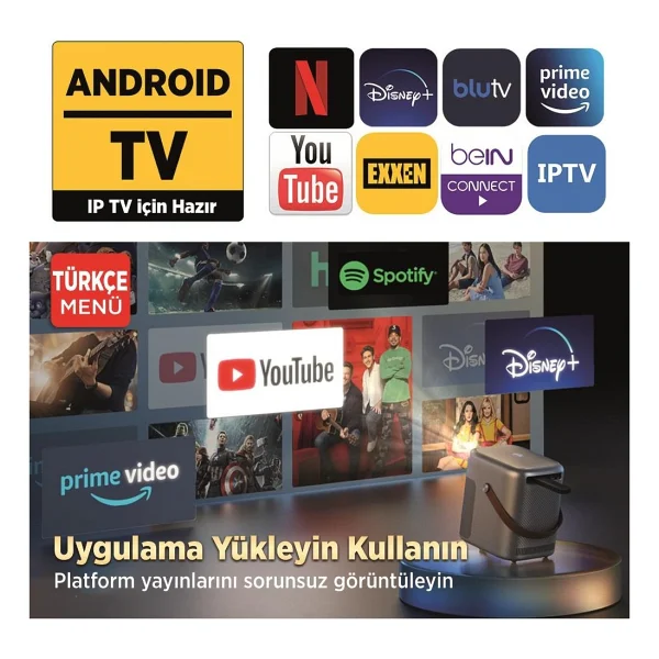 Vankyo H300A Full HD Wi-Fi Android Taşınabilir Gri Projeksiyon Cihazı - Görsel 2