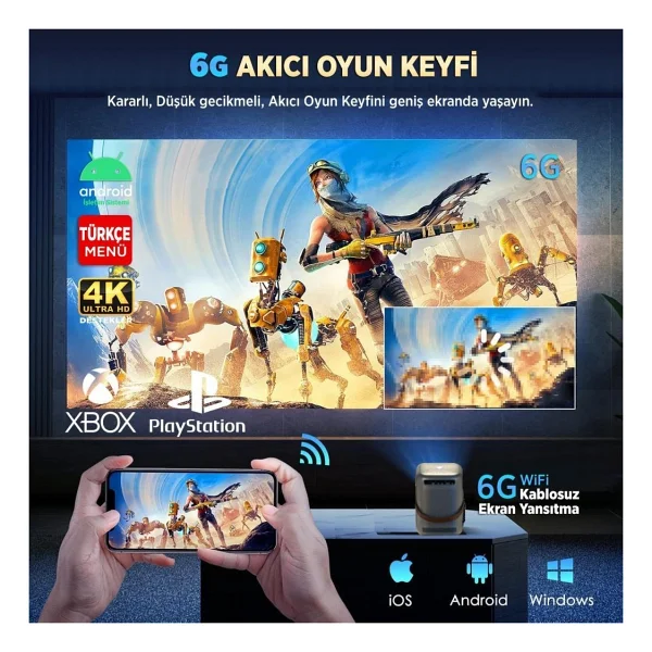 Vankyo H300A Full HD Wi-Fi Android Taşınabilir Gri Projeksiyon Cihazı - Görsel 5