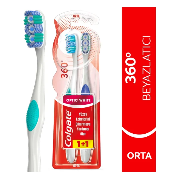 Colgate 360 Optik Beyaz Orta 2'li Diş Fırçası - Görsel 2