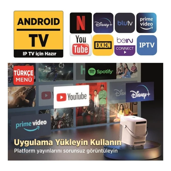 Vankyo H300A Full HD Wi-Fi Android Taşınabilir Beyaz Projeksiyon Cihazı - Görsel 2