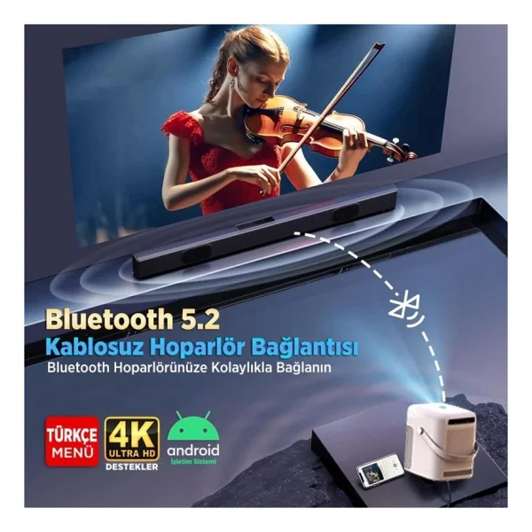 Vankyo H300A Full HD Wi-Fi Android Taşınabilir Beyaz Projeksiyon Cihazı - Görsel 9