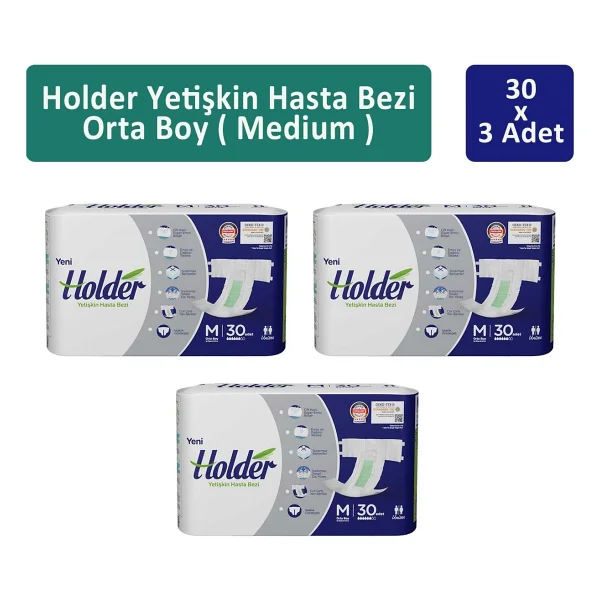 Holder Belbantlı Orta Boy M 30'lu 3 Adet Hasta Bezi - Görsel 6