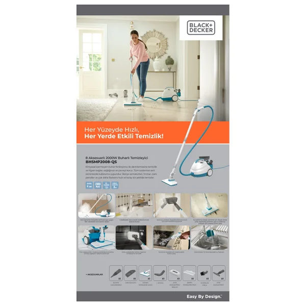 Black+Decker BHSMP2008-QS 2000 W Buharlı Temizleyici - Görsel 5