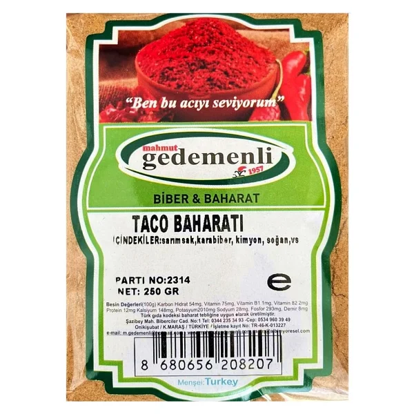 Gedemenli Taco Baharatı 250 gr - Görsel 2
