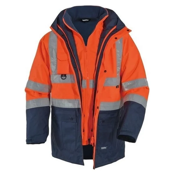 Vizwell VWJK44 300D Oxford 5+1 Reflektörlü Parka Turuncu/Lacivert - S - Görsel 3