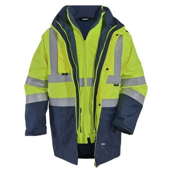 Vizwell VWJK44 300D Oxford 5+1 Reflektörlü Parka Turuncu/Lacivert - S - Görsel 4