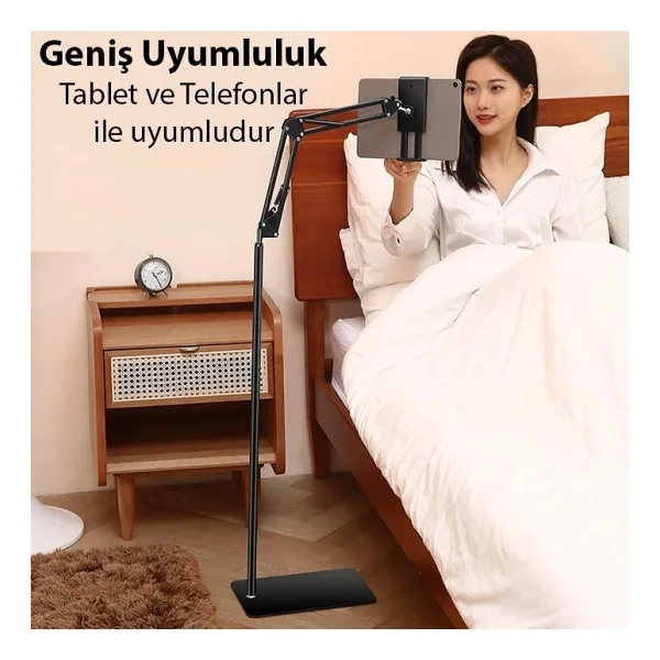 Coofbe Metal Ayaklı Ayarlanabilir Teleskopic 3Eklemli Profesyonel Tablet Tutucu Stand Telefon Tutucu - Görsel 2