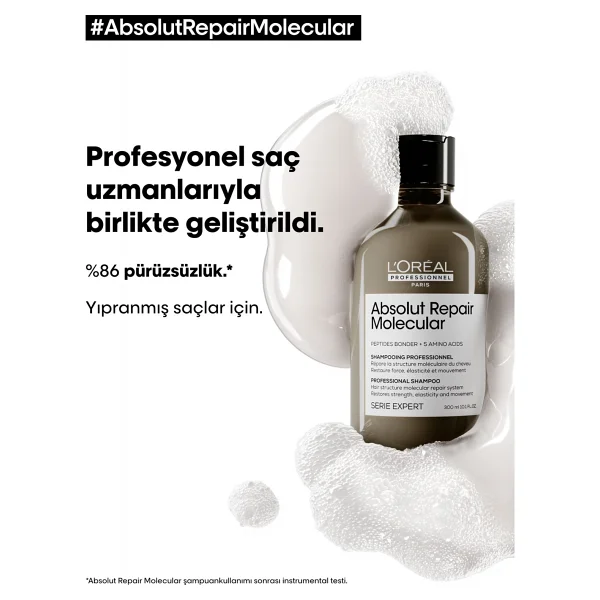 L'Oreal Paris Professionnel Absolut Repair Molecular 300 ml Sülfatsız Şampuan - Görsel 3