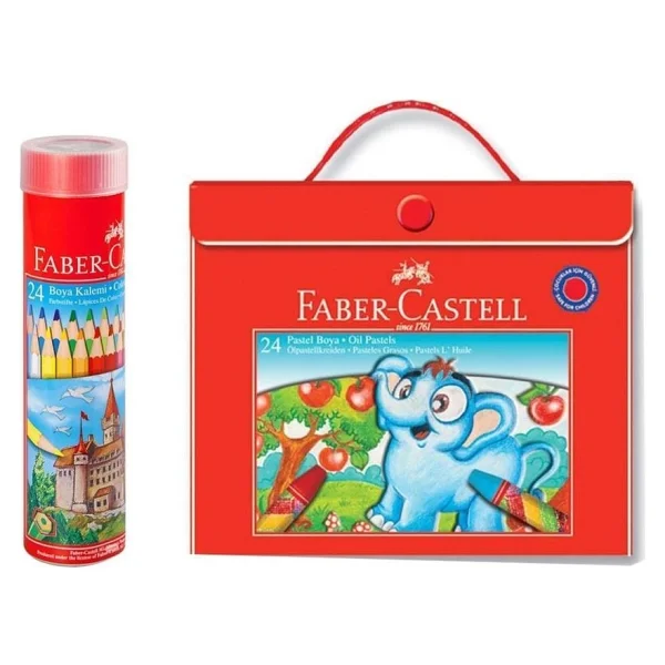 Faber Castell Kuru Boya Kalemi Redline Metal Tüp 24'Lü + Çantalı Pastel 24 'lü - Görsel 2