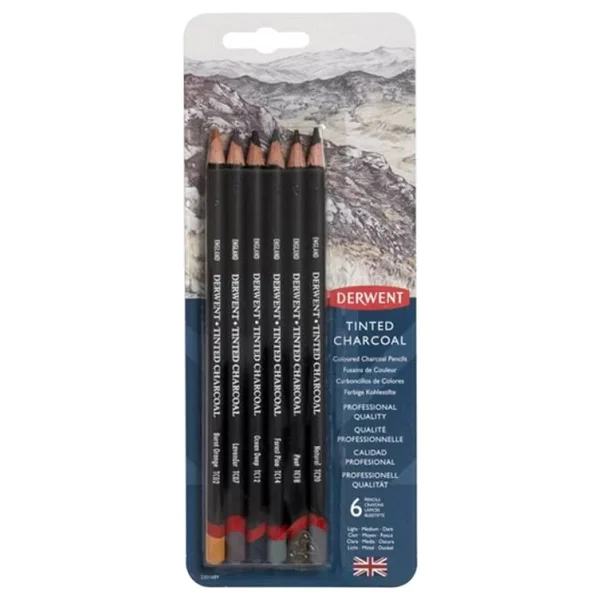 Derwent Tinted Charcoal 6'lı Füzen Kalem Seti - Görsel 3