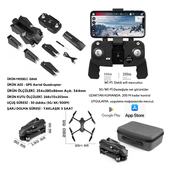 Q868 Wltoys Drone 3 Km Menzil 4K Full Hd -Gepettoys - Görsel 3