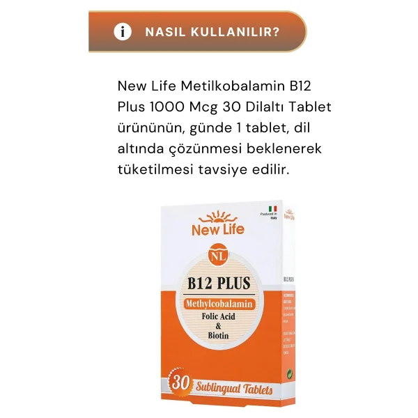 New Life B12 Plus 30 Dilaltı Tablet 2'li - Görsel 4