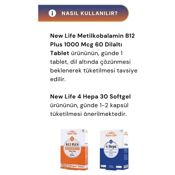 New Life 4 Hepa 30 Softgel Kapsül + New Life B12 Plus Methylcobalamin 60 Tablet - Görsel 5
