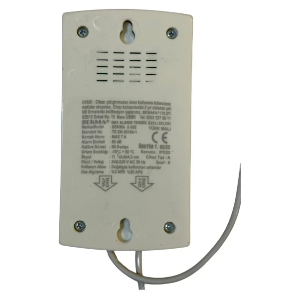 Sekma Doğal Gaz (Metan) Alarm Dedektörü S-092 - Görsel 3