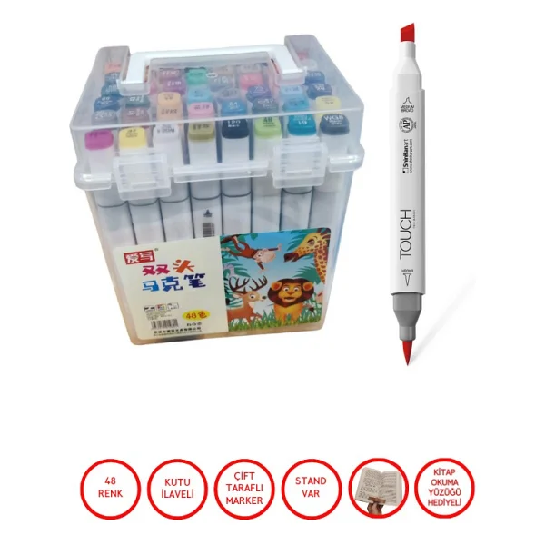 Touch Twin 48 Parça Çift Taraflı Profesyonel Marker Boya Kalem Seti - Görsel 5