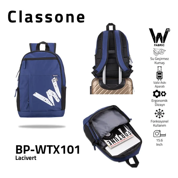 Classone BP-WTX101 Lacivert 15.6" Laptop Sırt Çantası - Görsel 2