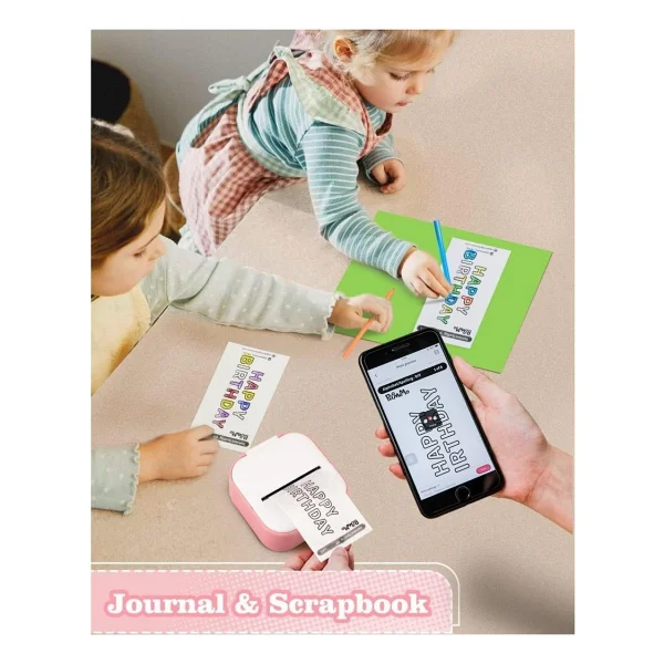 Phomemo T02 Mini Yazıcı, Pembe, Sticker Yazıcısı, Öğrenciler Için Eğitim Yardımcısı - Görsel 5
