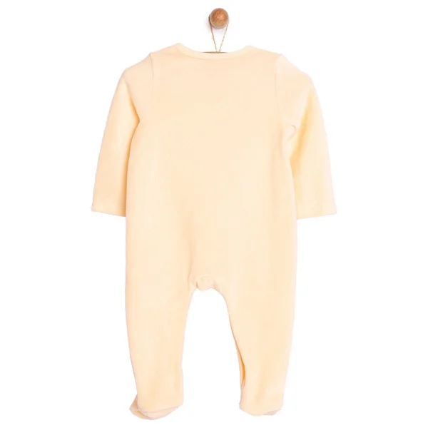 HelloBaby Yenidoğan Nakışlı Kadife Patikli Tulum Kız Bebek - 3 Ay - Somon - Görsel 2
