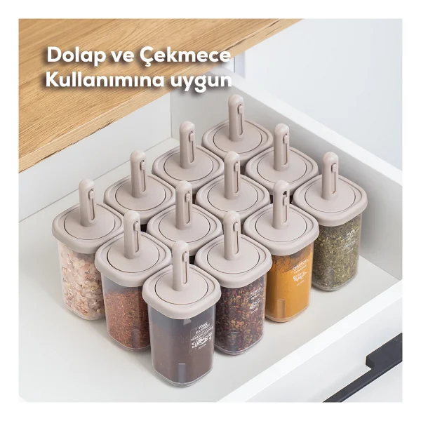 Porsima Kaydırmalı Kaşıklı Cappuccino 14'lü Baharat Takımı - Görsel 2