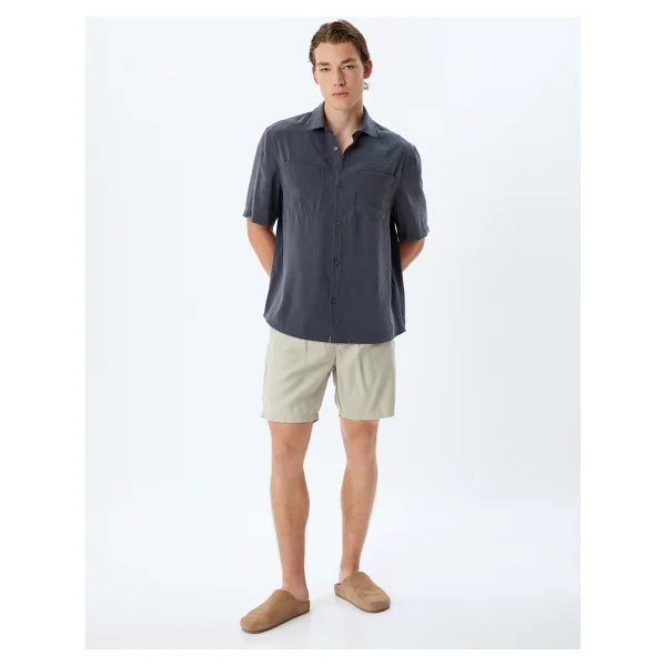 Koton Basic Gömlek Cepli Kısa Kollu Regular Fit - Görsel 7