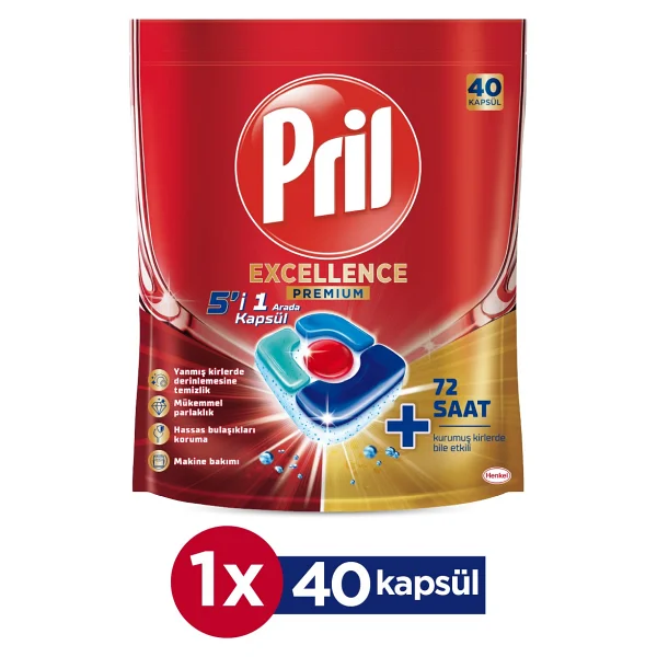 Pril Excellence Premium 5'i 1 Arada Bulaşık Makinesi Tableti 40'lı - Görsel 4