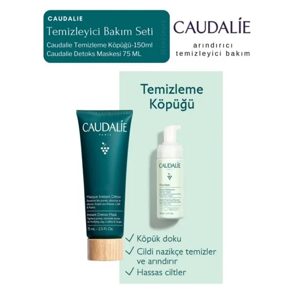 Caudalie Caudaliearındırıcı Temizleyici Bakım Set Detox Mask + Temizleme Köpük Orijinal Boy - Görsel 4