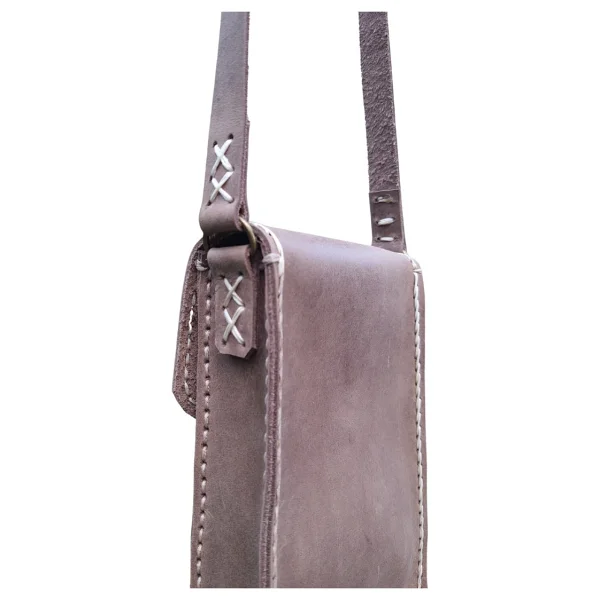 Semiramis Dionysos Ss6 Model El Yapımı Vintage Unisex El Dikişi Crazy Deri Küçük Boy Çanta Telefon Çantası - Görsel 3