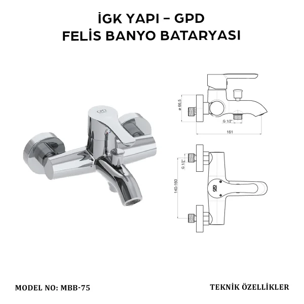 GPD Felis MBB75 Banyo Bataryası - Görsel 6