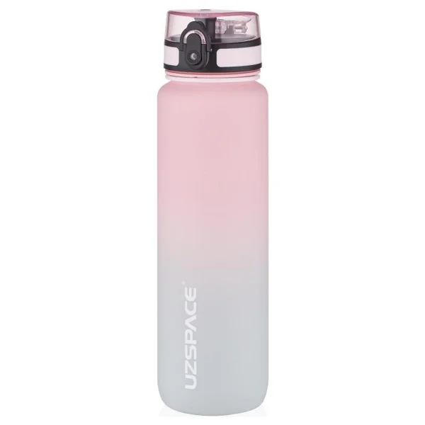 Uzspace 3038-4 Çift Renk Pembe-Gri 1000 ml Tritan Motivasyon Matarası - Görsel 2