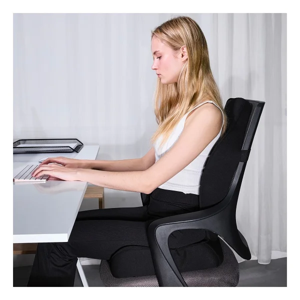 Viscomfort Ergonomik Oturma Minderi & Ortopedik Visco Bel Yastık Seti - 46 x 40 cm - Siyah - Görsel 2