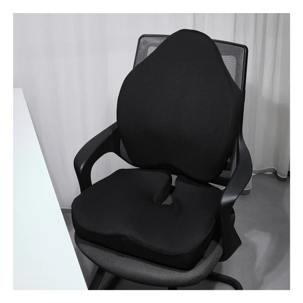 Viscomfort Ergonomik Oturma Minderi & Ortopedik Visco Bel Yastık Seti - 46 x 40 cm - Siyah - Görsel 3