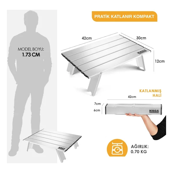 Haegs 42x30 Alüminyum Katlanır Kamp Sehpası - Görsel 2