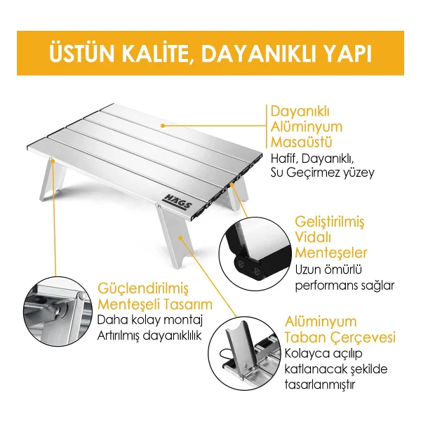 Haegs 42x30 Alüminyum Katlanır Kamp Sehpası - Görsel 3