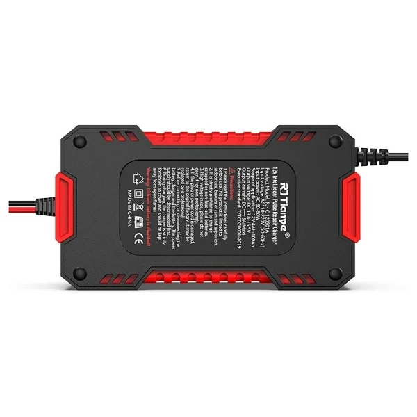 RJTianye 12V 6A Akıllı Araba Motosiklet LCD Ekran Araç Akü Onarım Hızlı Şarj Cihazı Islak Kuru Jel Kurşunasit - Görsel 4