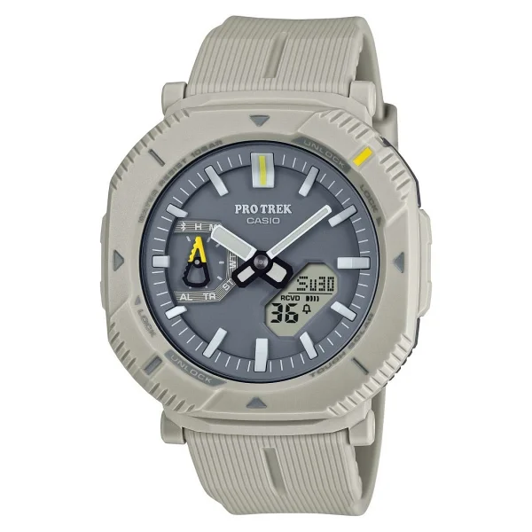 Casio Pro Trek PRJ-B001-7DR Silikon Kordon Bej Erkek Kol Saati - Görsel 4