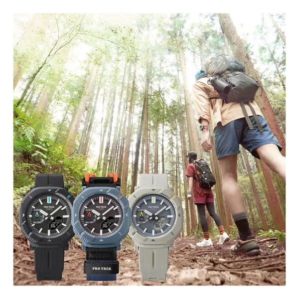 Casio Pro Trek PRJ-B001-7DR Silikon Kordon Bej Erkek Kol Saati - Görsel 7