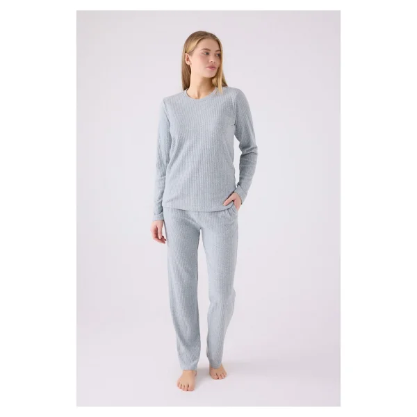 Pıerre Cardın Kadın Uzun Kol Pijama Takım PC8908 Gri - Görsel 8